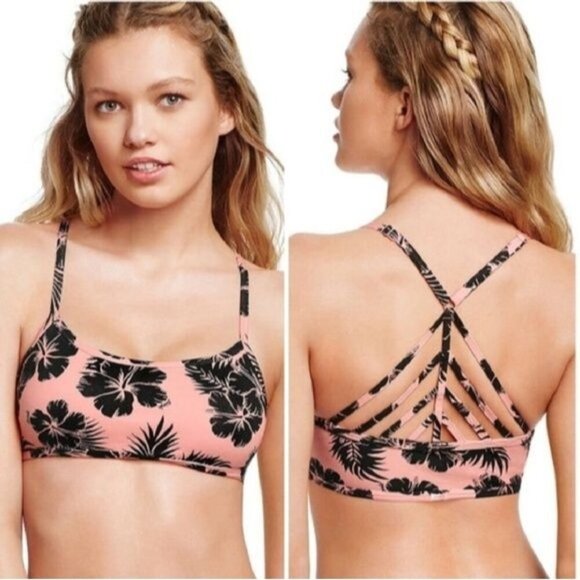 PINK Victoria's Secret Hibiscus Floral Print Pastel Pink Bralette - Picture 1 of 5